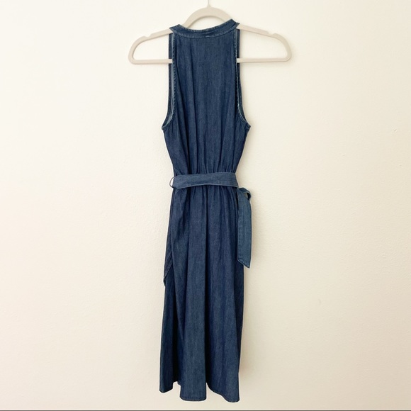 Universal Thread Denim Chambray Dress Large Blue Elastic Waist Sleeveless - Picture 4 of 6